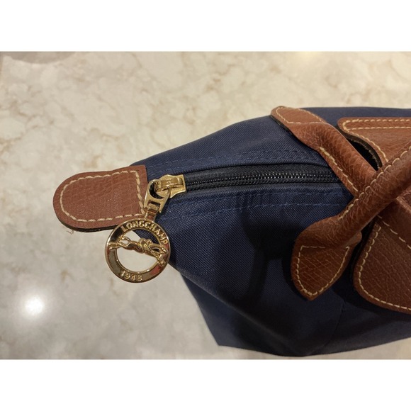 Longchamp Navy Blue Small Handle Tote Bag Purse Handbag Designer - Picture 9 of 12